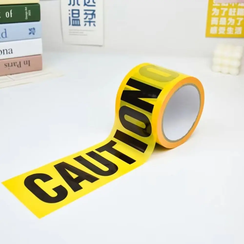 Premium Yellow Caution Tape Bright Yellow Bold Black Text Hazard Tape Red Color Thickened PE Barricade Line Scary Scene Decor