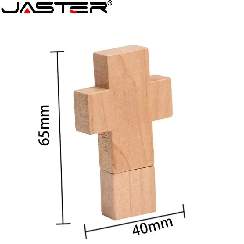 JASTER-unidades Flash USB 2,0 con cruz de Jesús de madera, 128GB, Memory Stick de madera de arce, 64GB con caja, Pen Drive, 32GB, regalo creativo, disco U