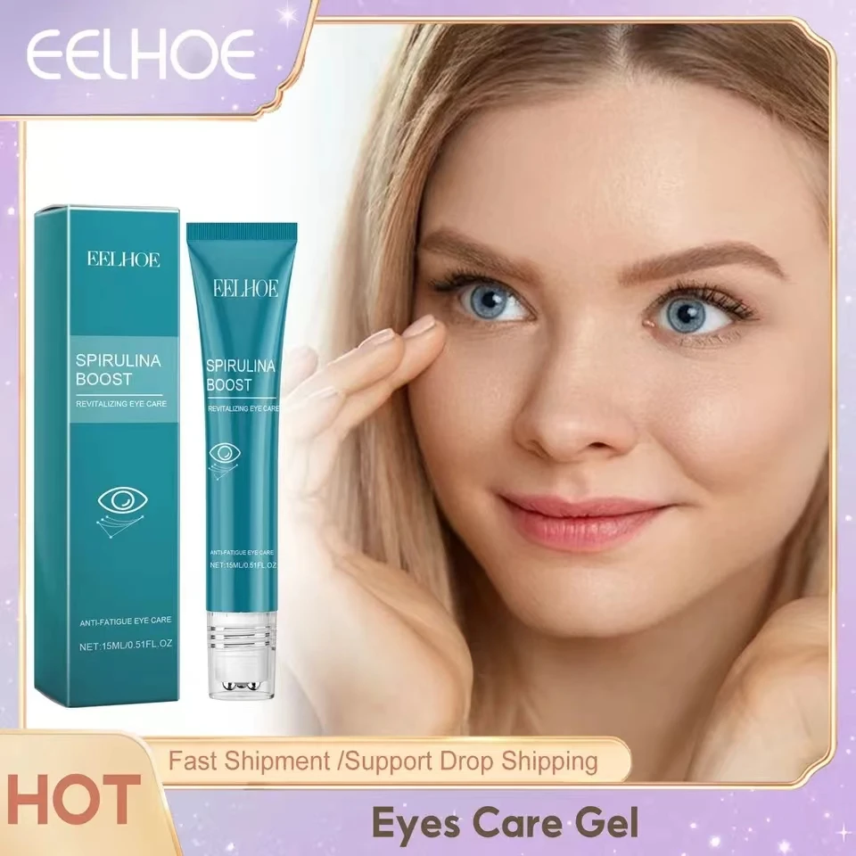 EELHOE Eye Serum Eye Roller MassageHyaluronic Acid Anti Dark Circle Eye Bags CreamMinimize Puffiness Beauty Eyes Skin Care Gel