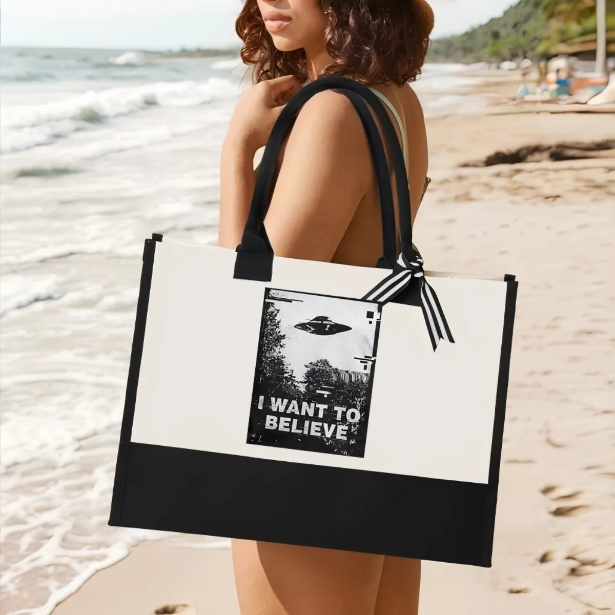 أريد أن أصدق 2026 وصول جديد موضة عملية واسعة قابلة لإعادة الاستخدام حمل حقيبة نمط طباعة 2 لهجة الثقيلة الكتف الكبير B