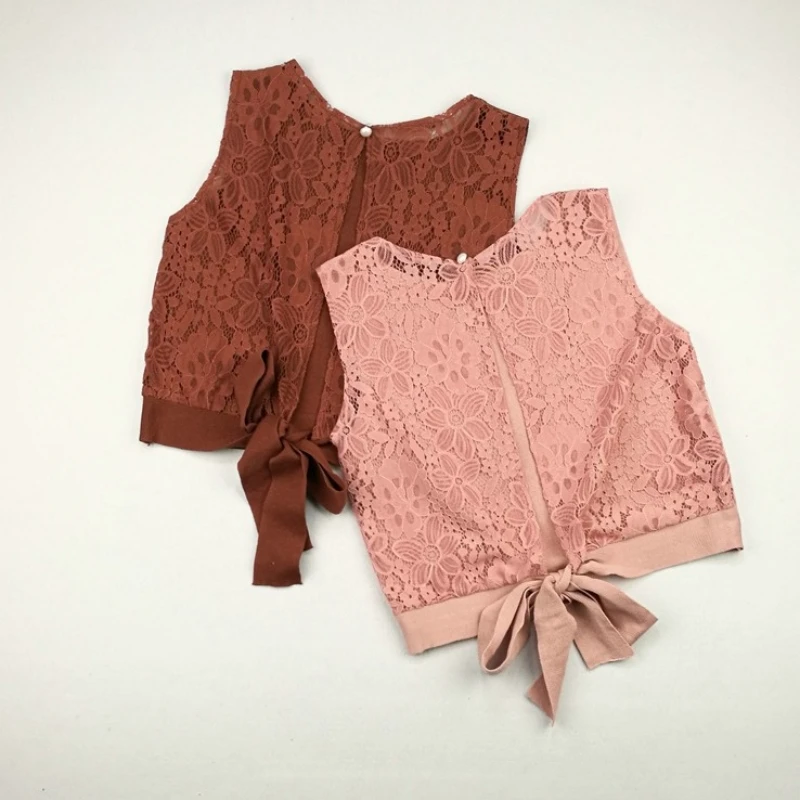 Sexy Damen Patchwork Baumwolle Spitze gestrickt Tanktops Sommer ärmellose Streetwear y2k Crop Top Spitze Stickerei aushöhlen Tops