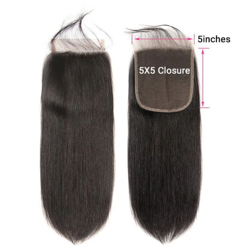 5x5 Lace Closure, glattes Echthaar, natürliche Farbe, vorgezupft, gebleichte Knoten, Haarteil für Frauen, schützender Stil, für den täglichen Gebrauch ﻿ – Detail 2