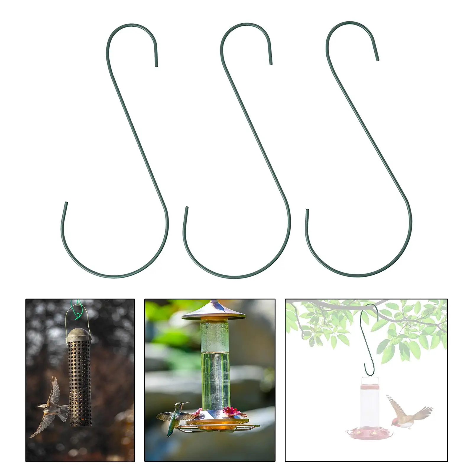 3 Pieces S Shaped Bird Feeder hooks easy to Use Premium Bird Cage 30cm Tree Branch Hook for Outdoor Indoor Patio Yard Decoration