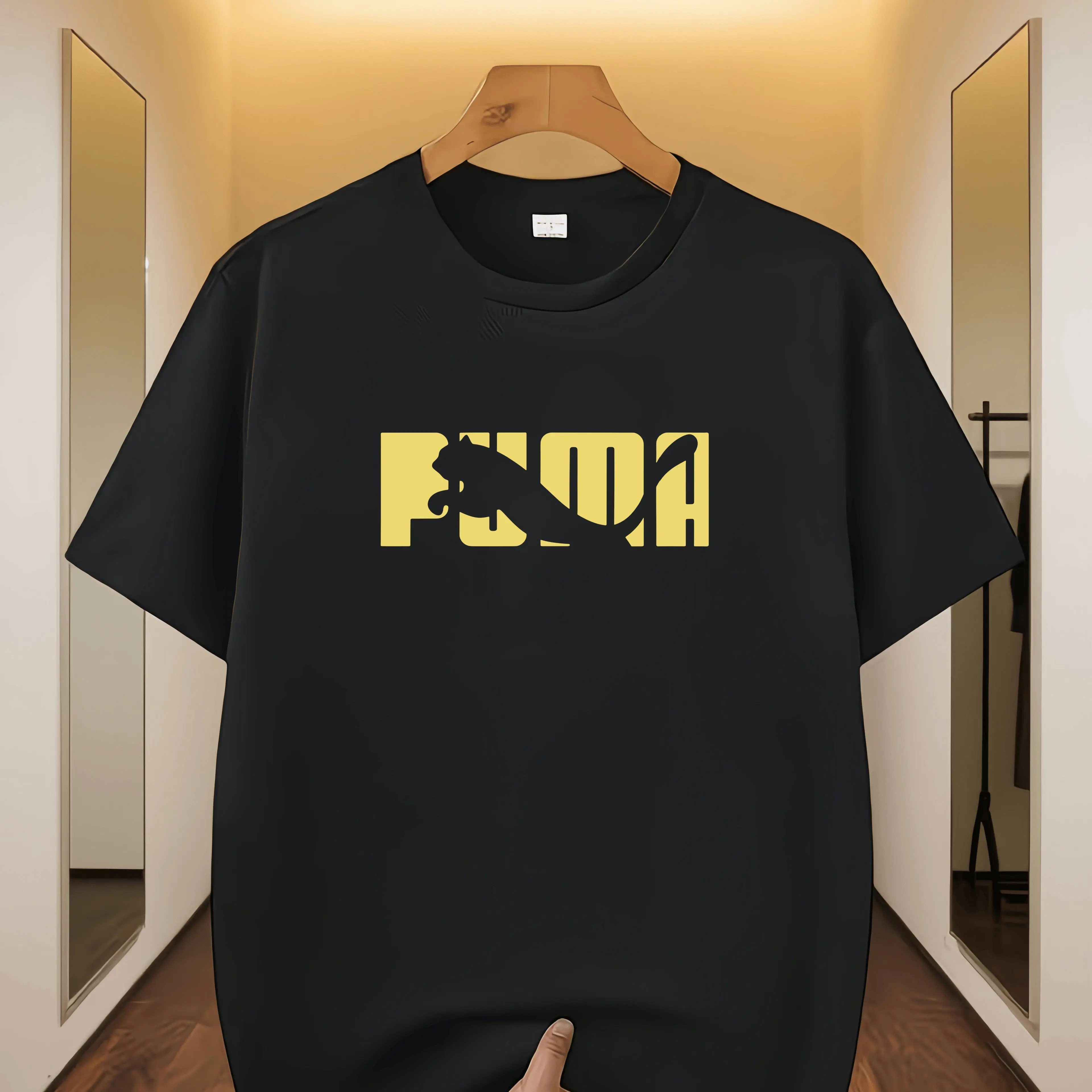 Fashion Style Logo Print Tee Sporty Casual Top  Cotton  T-shirt Summer Breathable Lightweight Comfortable Trendy Shirts