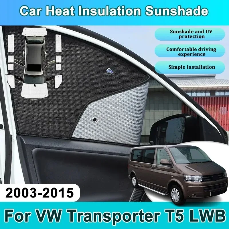 

Full Set Visor For Volkswagen VW Transporter T5 Caravelle Multivan LWB 2003~2015 UV Blocking Sunshade Sunscreen Car Accessories