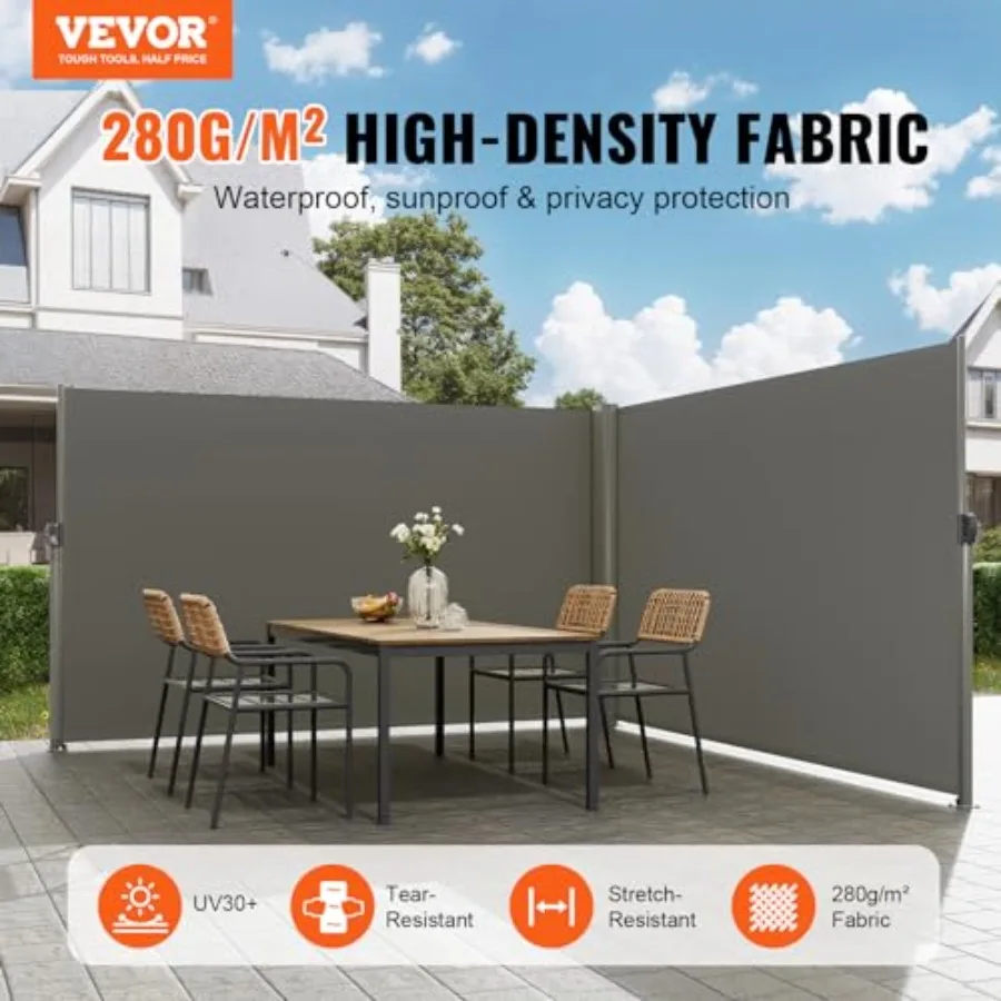 Retractable Side Awning, UV 50 71''x 236'' Full Aluminum Rust-Proof Patio Sunshine Screen, 280 g Thicken Privacy Divider and Wi