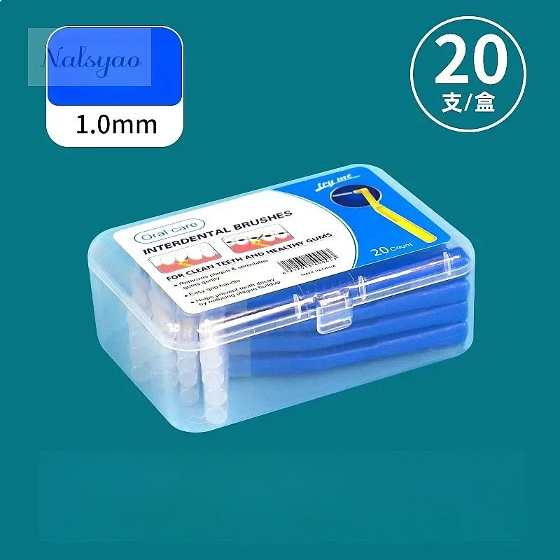 Oral Hygiene Angle Interdental Brush 20 Count with Portable Case Dental Tooth Flossing Head Cleaner
