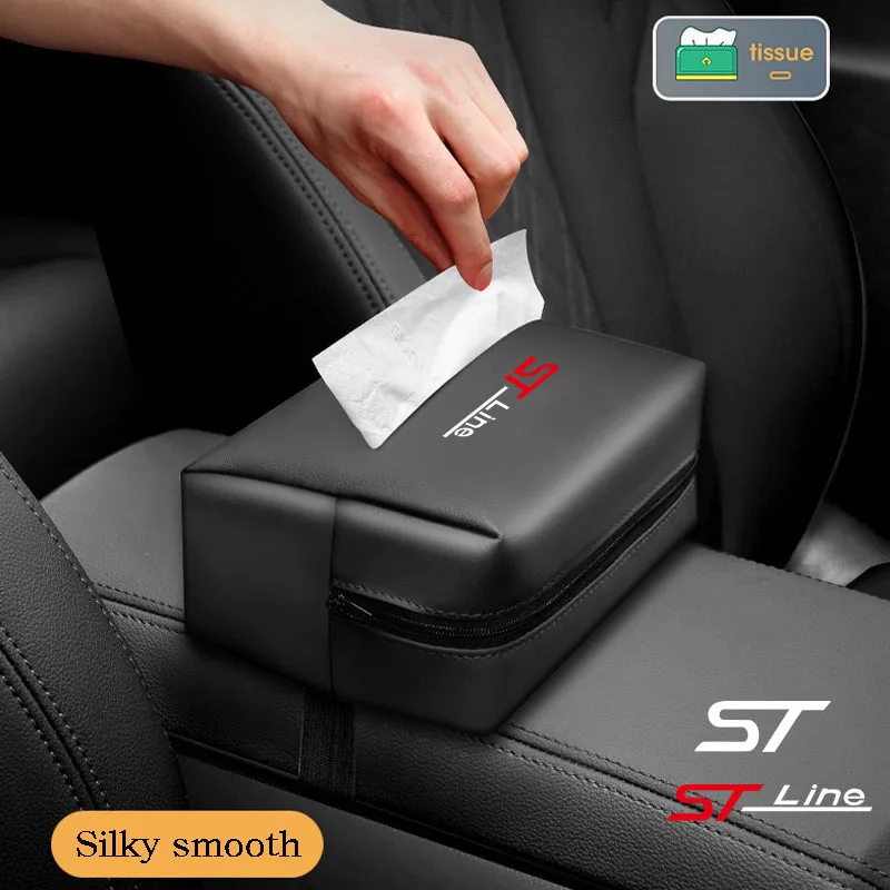 Bolsa de pañuelos para coche, bolsa de almacenaje para pañuelos colgantes para Ford ST Line STLine Focus Fiesta Ecosport Fusion Mondeo Kuga MK5