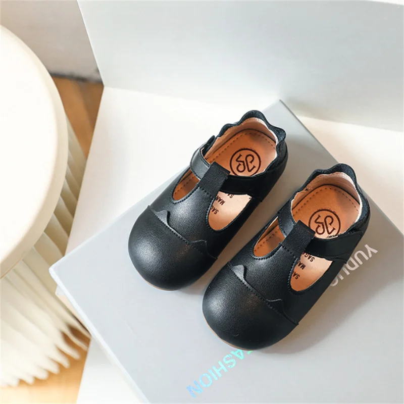 2024 New Spring Baby Shoes Leather Cute Ruffles Little Girls Princess Shoes Soft Sole Outdoor Tennis Fashion Toddler Kids Shoes