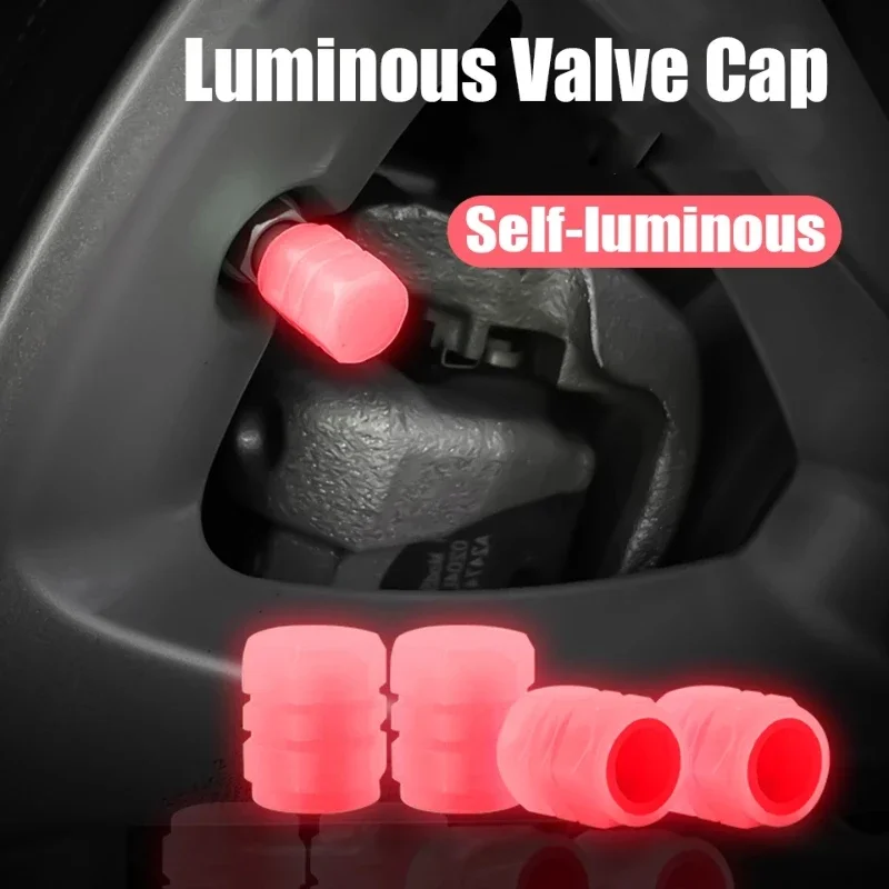 4PcsColorful Car Luminous Tire Valve Cap Fluorescent Night Caps Motorcycle Bike Night Glowing Cap Decor Nozzles Tyre Accessories