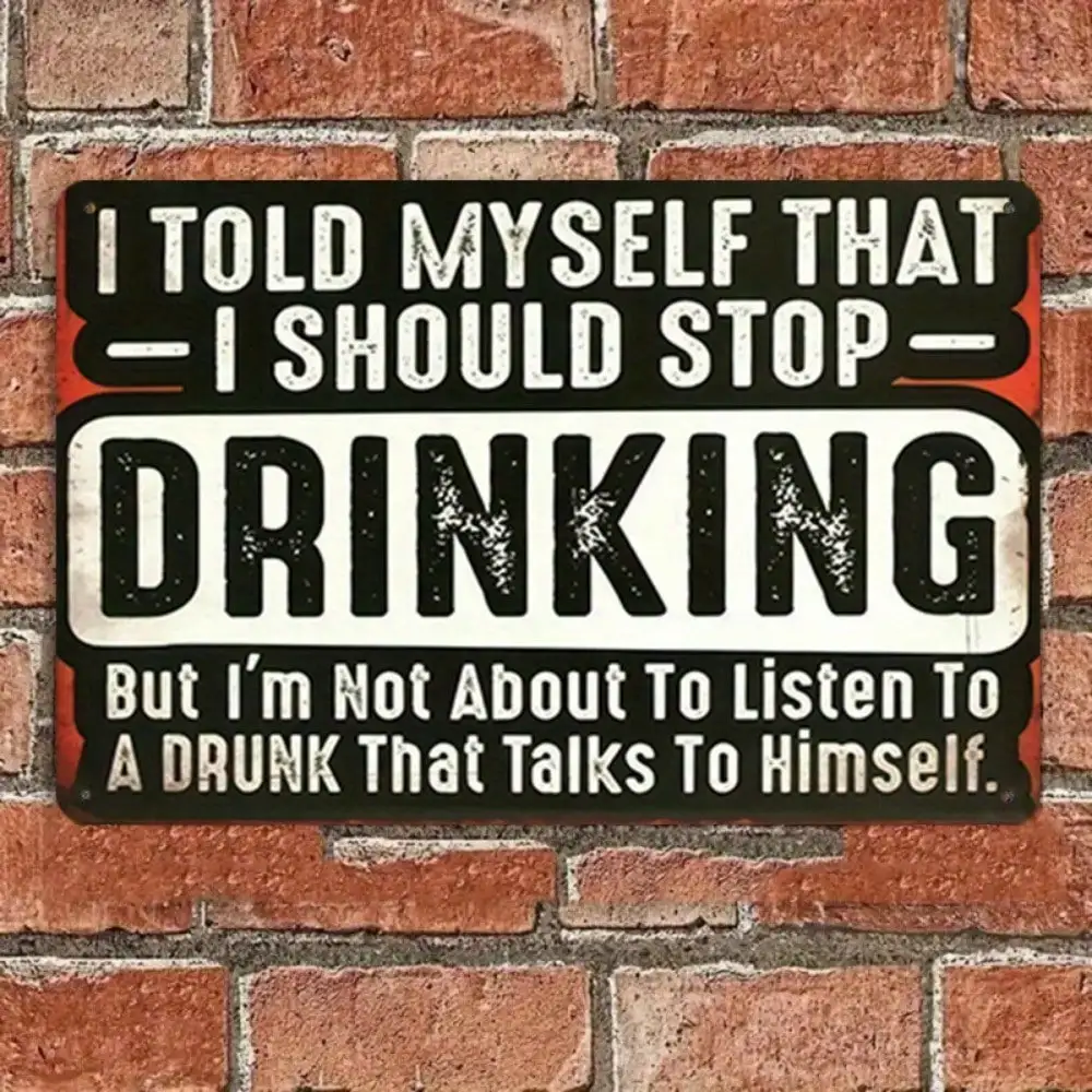 علامة شريط معدنية عتيقة "يتوقف عن الشرب" - ديكور قصدير مضحك بطابع كحولي للمناطق الترفيهية، هدية روح الدعابة #3