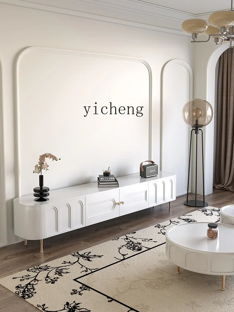

u3 TV Cabinet Solid Wood Tea Table Combination Living Room Cream Small Apartment Modern TV Cabinet