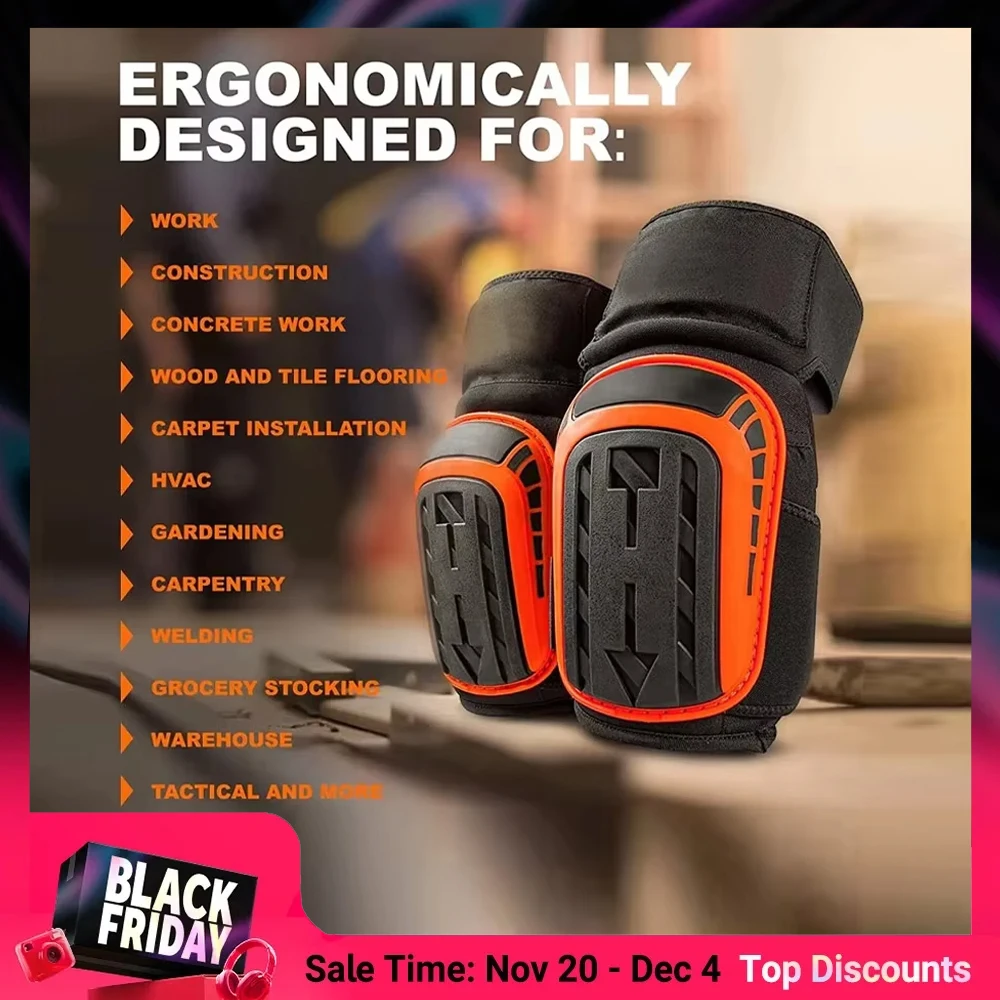 Professional Heavy Duty EVA Foam Padding Knee Pads with Comfortable Gel Cushion and Adjustable Straps for Working, Gardning