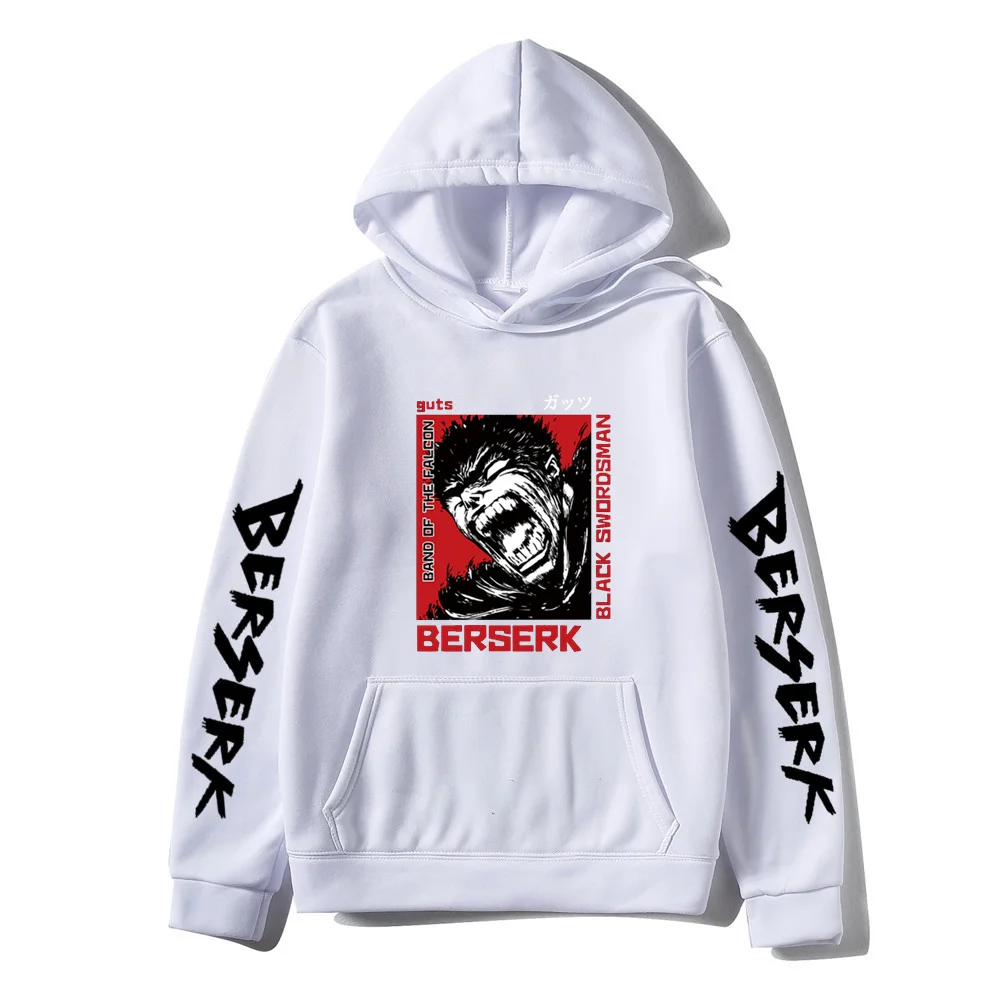 Japanese Anime Fashion Hoodies Retro Manga Berserk print Street youngsters Tops Hooded Sweatshirts Oversize Hip Hop Pullover