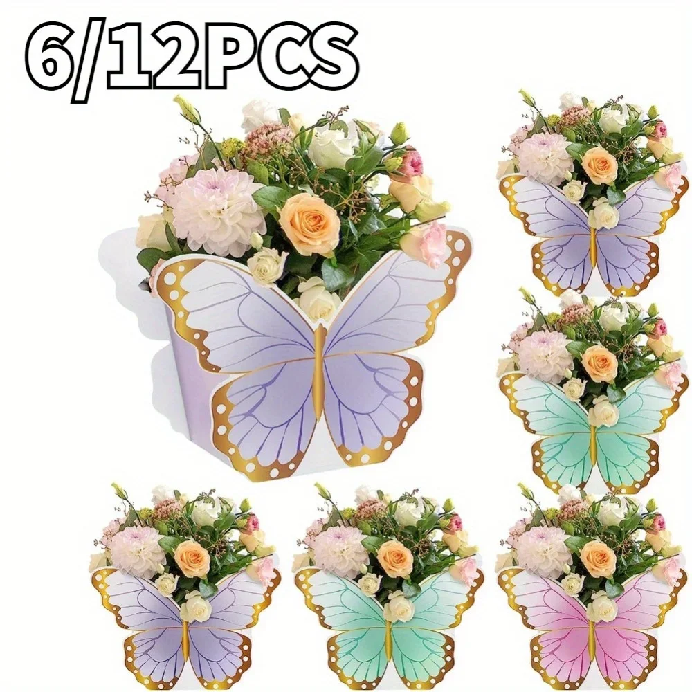 Schmetterling Geschenkboxen Handtasche Rosa Lila Blume Papierbox Tischdekoration Schokolade Pralinenschachtel Hochzeitsgeschenke Geburtstag Verpackungsbeutel