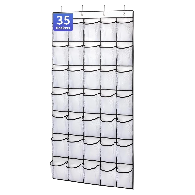 35 Pocket Wall-mounted Sundries Shoe Organiser Closet Storage Shoe Rack Mesh Pocket Clear Hanging Over The Door Shoe Organizers