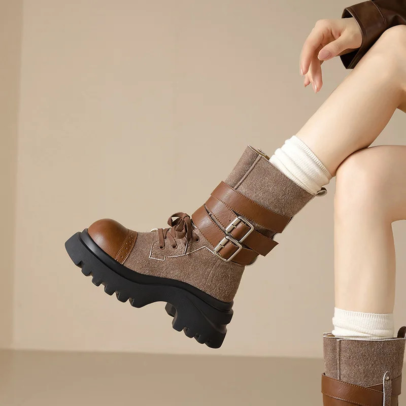 

CICIYANG Women's Knight Boots Platform 2025 Autumn New retro western cowboy boots female Mid-Calf Fashion High Heel Boots Women