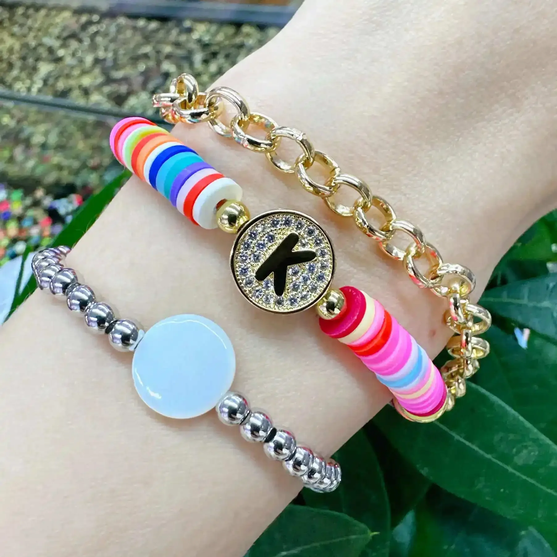 Bohemia Women 26 Letters Bracelet Jewelry Personalized Name A~Z Initials Colorful Charm Bracelet Zircon Alphabets Jewelry Men image 3