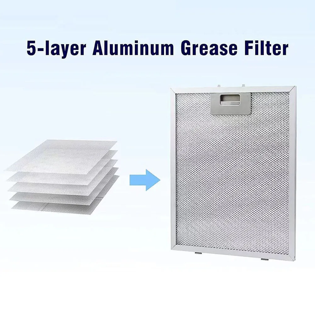 Silver 5 Layer Aluminum Mesh Grease Filter 294x250mm For Range Hood Vent Extractor Fan Air Quality Improvement Replacement Part