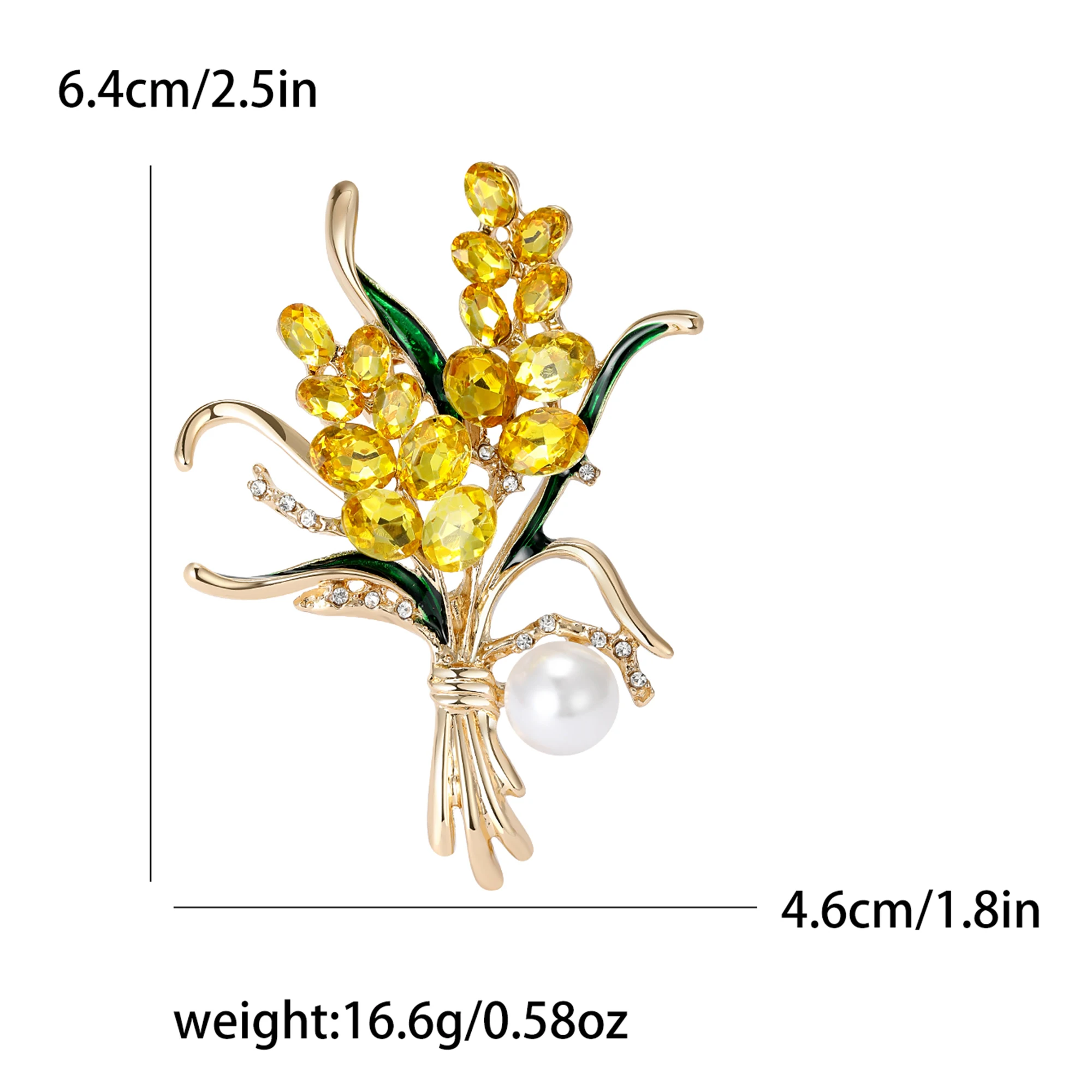 Beaut&Berry Rhinestone Ear of Wheat  Brooches for Women 4-color Flower Pins Office Party Casual Accessories Gifts