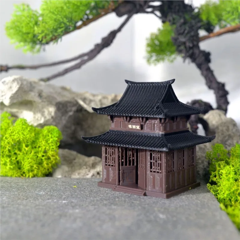 Retro Architecture Ornaments Pavilions Chinese Style Ancient 3D Printing Micro Landscape Bonsai Flower Pot Decoration Tower ZF31 view 3
