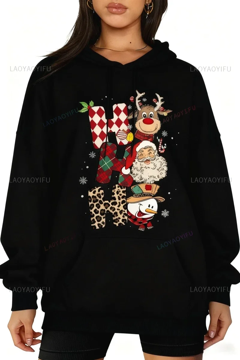 HO عيد الميلاد البلوز عيد الميلاد HO هوديي مضحك نمط سترة المرأة السترة قميص رياضي لباس غير رسمي ملابس النساء