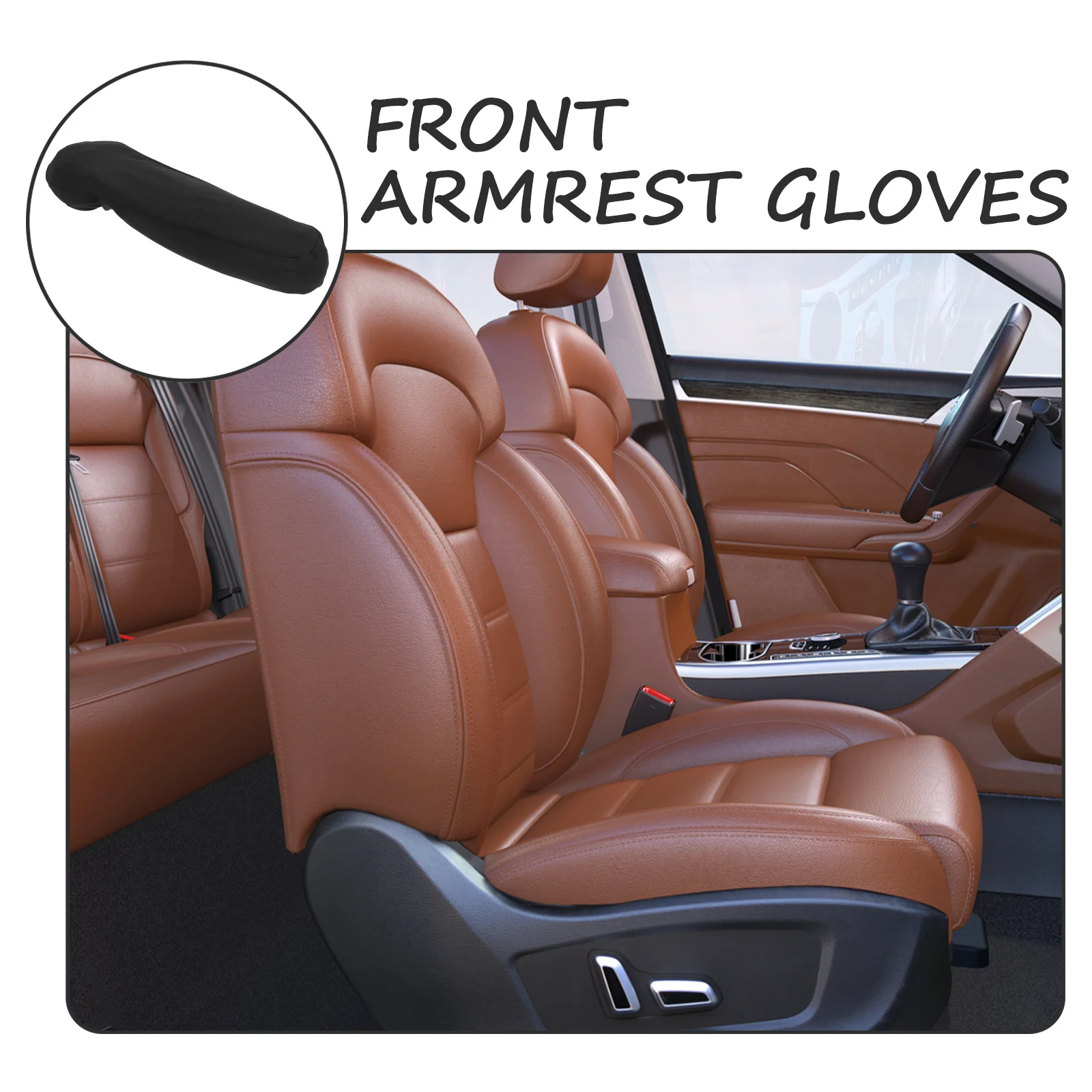 

1 Pair Car Front Seat Armrest Cover Durable Elastic Fabric Universal Fit Scratch Resistant Protective Cover For Most Models Car