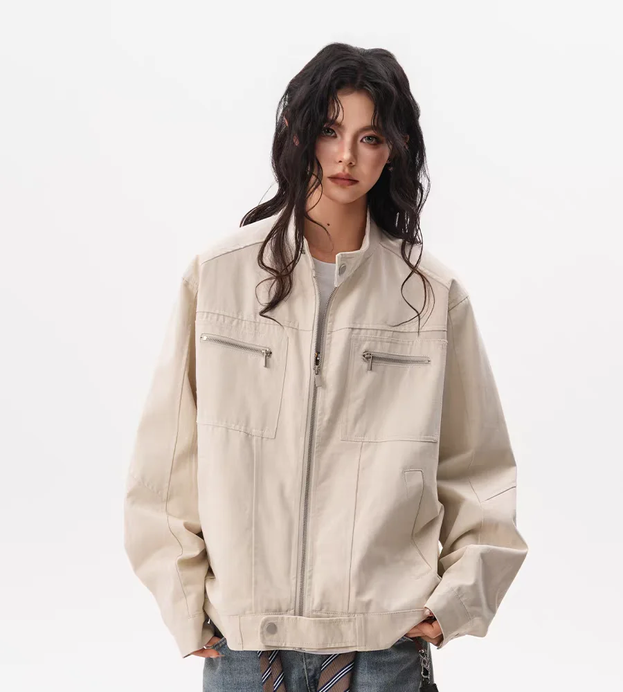 

Куртки-бомберы Женская куртка с воротником Всесезонная жаккардовая вышивка с застежкой на талии Индивидуальная острая субкультура с тиснением на каждый день