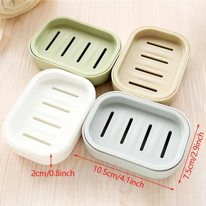 Double Layer Square Soap Dish With Cover Plastic Drain Soap Box Household Bathroom Travel Simple Portable Creative Storage Box