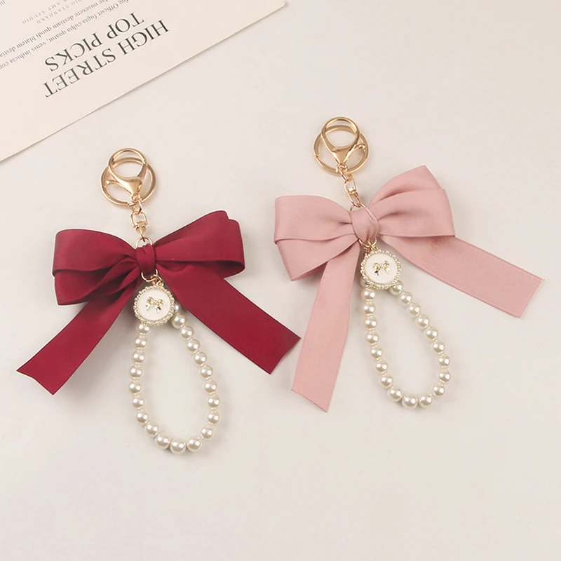 Fashion 3D Bowknot Keychain With INS Style High Quality Cute Bag Pendants Hanging Decoration Fashion Bow Keyring For Girls Gifts