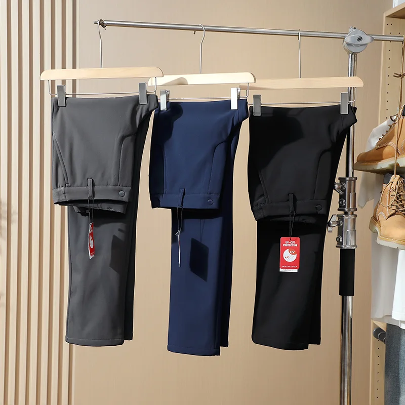 

Мужские утепленные брюки прямого кроя с флисовой подкладкой, мягкие, повседневные, ветрозащитные, водонепроницаемые, осенние, модные, городские, длинные брюки