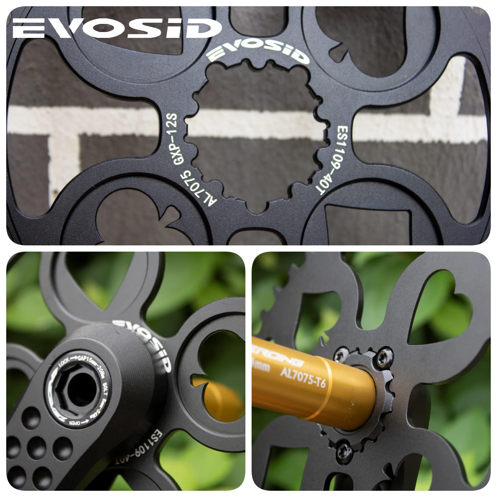 EVOSID Poker Disc Road Bike Chainring 40T 42T 44T Tooth Disc 12 Speed Sprocket 52T/54T/56T 1mm Offset Direct Mount for Sram