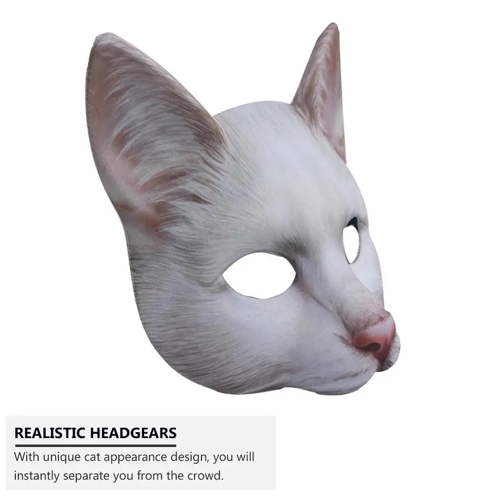 

2pcs Cat Mask Costume Face Cover Realistic Unique Masks Props Festive Animal Headgears Comfortable Design