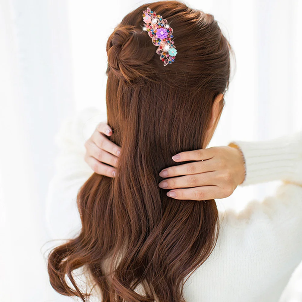 

2Pcs Bridal Hair Comb Flower Rhinestone Clip for Women Wedding Party Prom Anniversary Headdress Firm Grip Compact