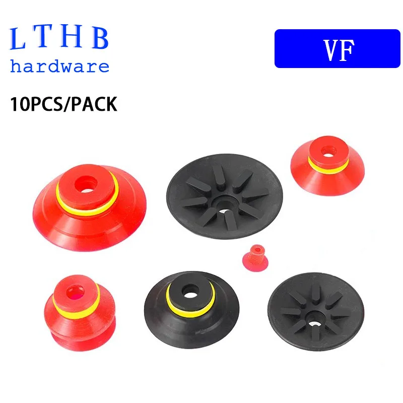 10PCS Pneumatic Vacuum Suction Cup NBR/Silicone Robotic Manipulator Nozzle Red Black VF15-VF50 for Injection Molding Machines