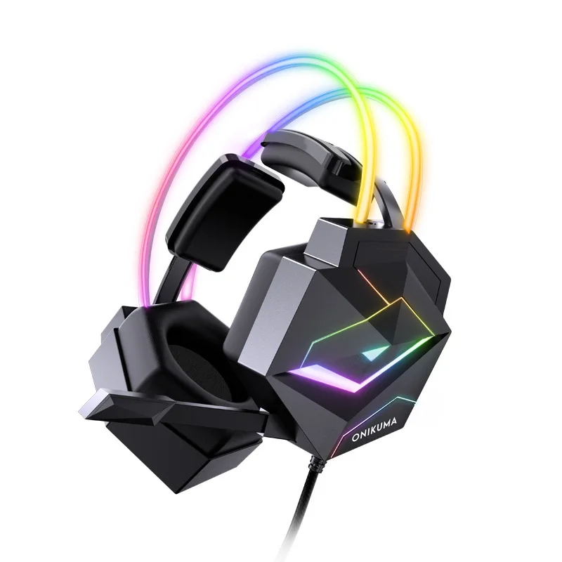 Onikuma X20 سماعة الألعاب السلكية مع Rgb لألعاب الكمبيوتر المحمول المكتبية أغطية الرأس نمط عالمي مناسب للصوت والفيديو المحمول #5