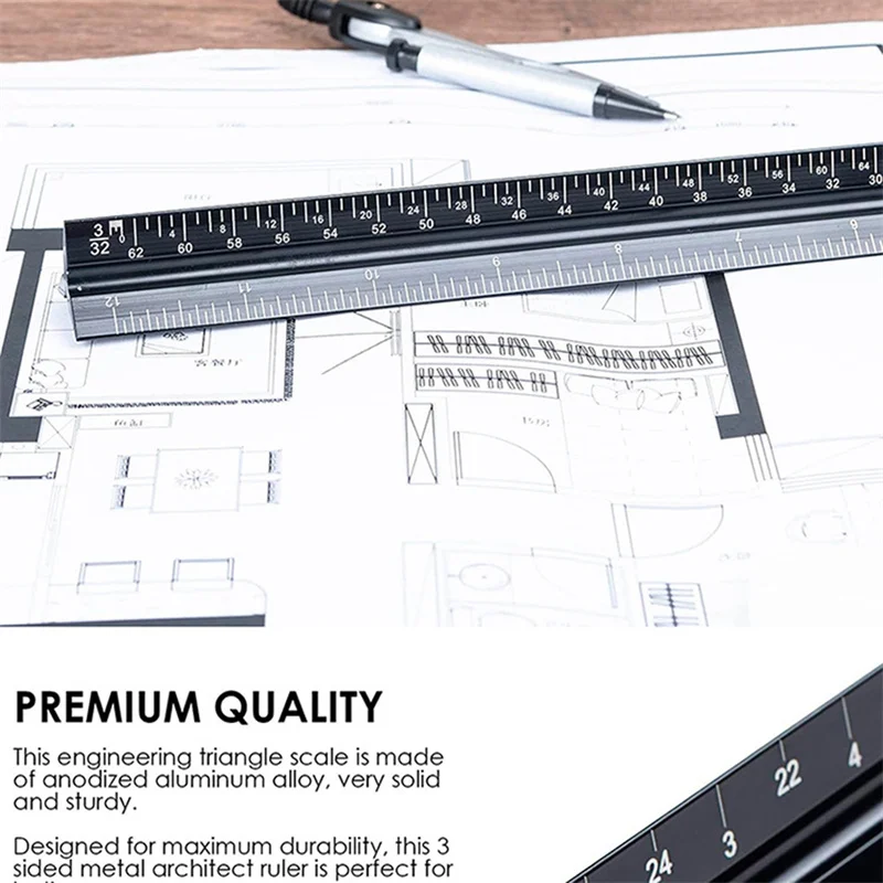 Aluminum Alloy Mitsubishi Multi-function 30cm Triangle Small Scale Drawing Template Ruler Office Stationery 2024 Hot