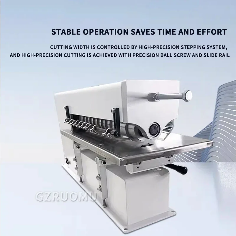 Leather Slitting Strap Cutting Machine - 4-350MM Cutting Width, Belt Cutter with Edge Folding & Laminator, 220V 400W Leather Cra
