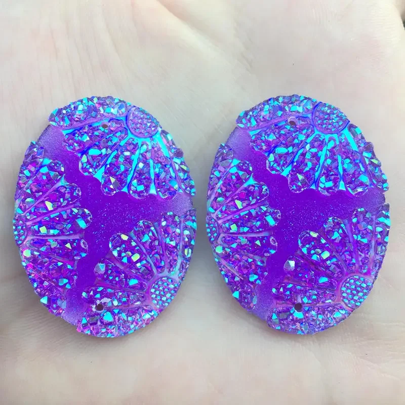 YUSDTSHA 16pcs 30*40mm Oval Resin Rhinestone Applique  Shell Flatback Strass stones crystals for Wedding Decoration Craft F07*2