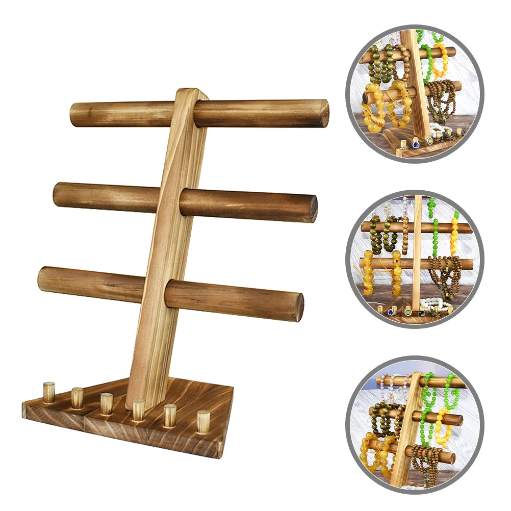 

3-х уровневый деревянный держатель для браслетов, стеллаж для демонстрации ювелирных изделий, органайзер для браслетов, подставка для часов, кольца, магазин для домашнего использования, 3-уровневая стойка для браслетов