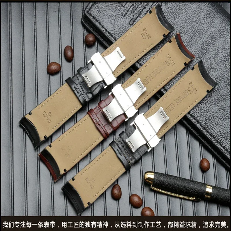 Curved End Genuine Leather Watch strap 22mm 23mm 24mm for Tissot Couturier T035 T035T035617A T035439A Brown Black Men WatchBand