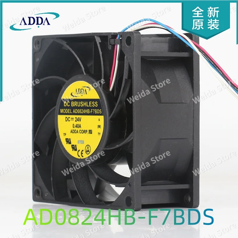 Cooling fan Original ADDA 5V 12V 48V DC 24V 0.40A 8038 8CM 4-wire speed regulating PWM converter AD0824HB-F7BDS
