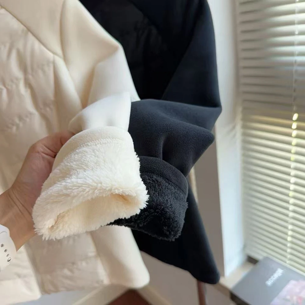 Slanke donsjassen voor dames Winter Nieuwe warme zachte fleece patchwork Outerwears Harajuku Casual All-Match effen winddichte jassen