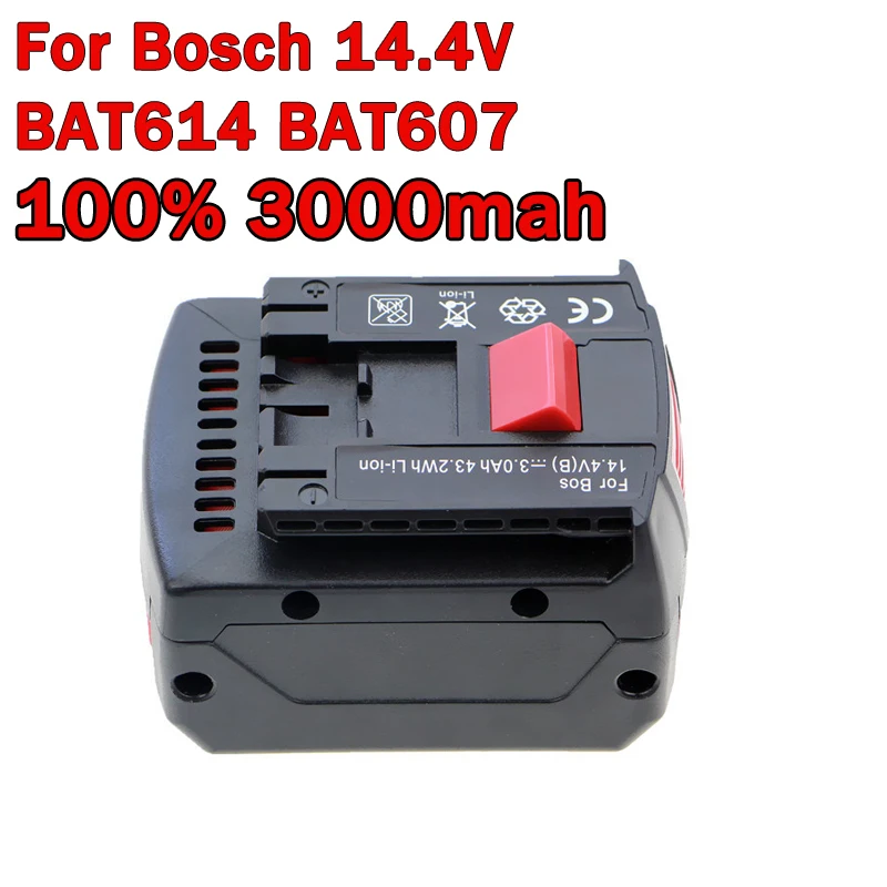 Rechargeable Battery For Bosch Power Tool 14.4V 3.0Ah For GBH GDR GSR 1080 DDS180 BAT614G Replacement Li-ion Battery Charger Set