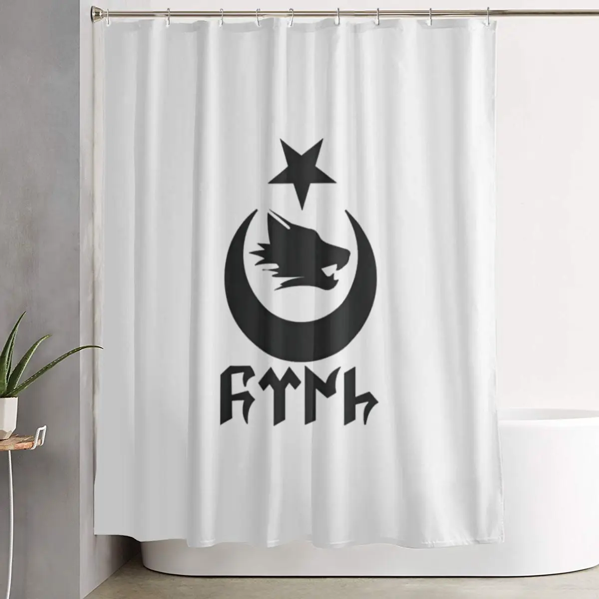 

Bozkurt Song Logo Shower Curtain Bathroom Polyester Waterproof Bath Curtains with Hooks