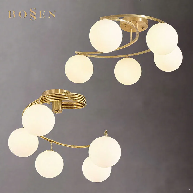 

BOSSEN Glass Ball Chandelier Modern Nordic Pendant Light Luster Ceiling Lamp Gold Black for Kitchen Island Home Lamps