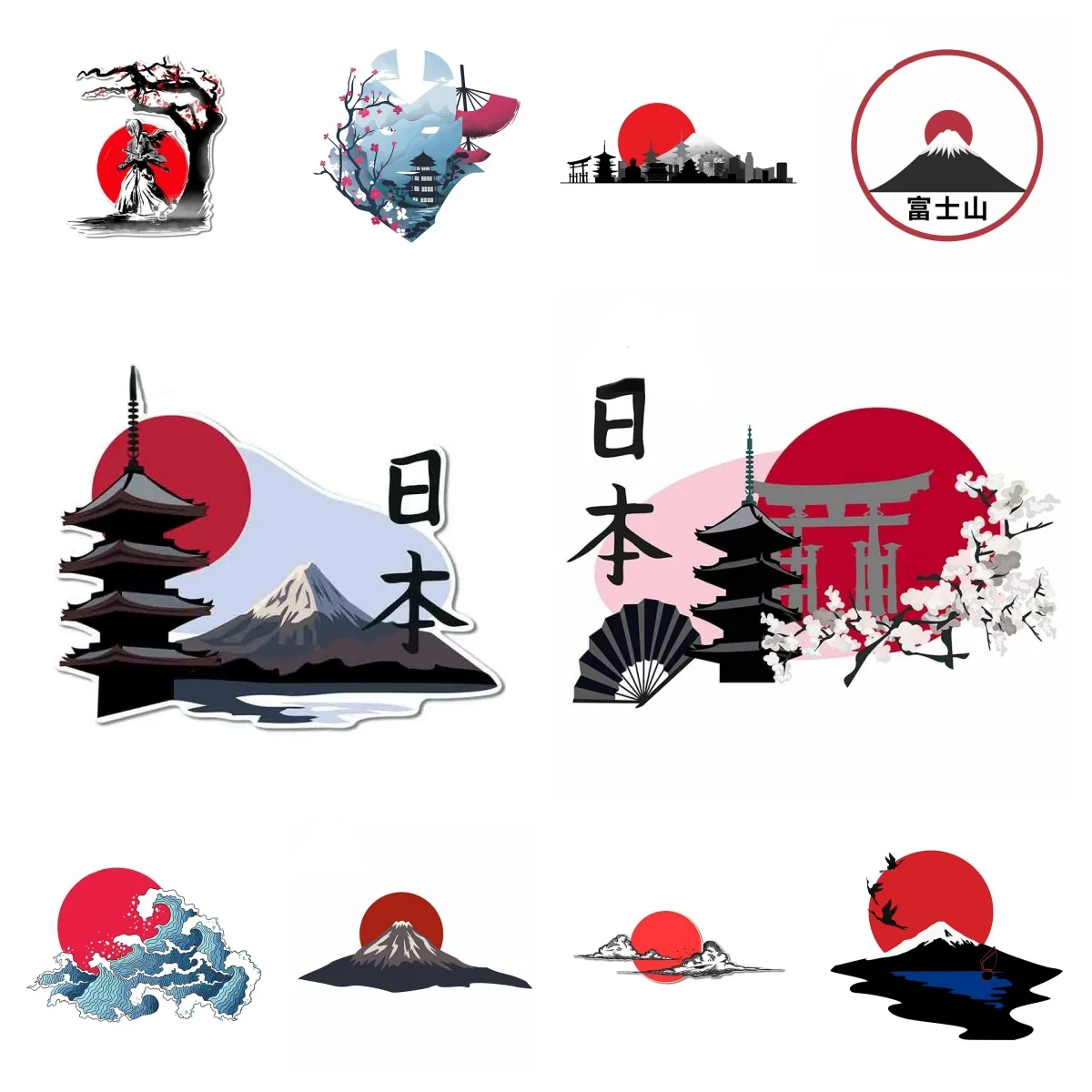 

Creative Japanese Landscape Silhouette Car Sticker for Bicycle Motorcycle Laptop Helmet Trunk Wall Vinyl Decals Decoration