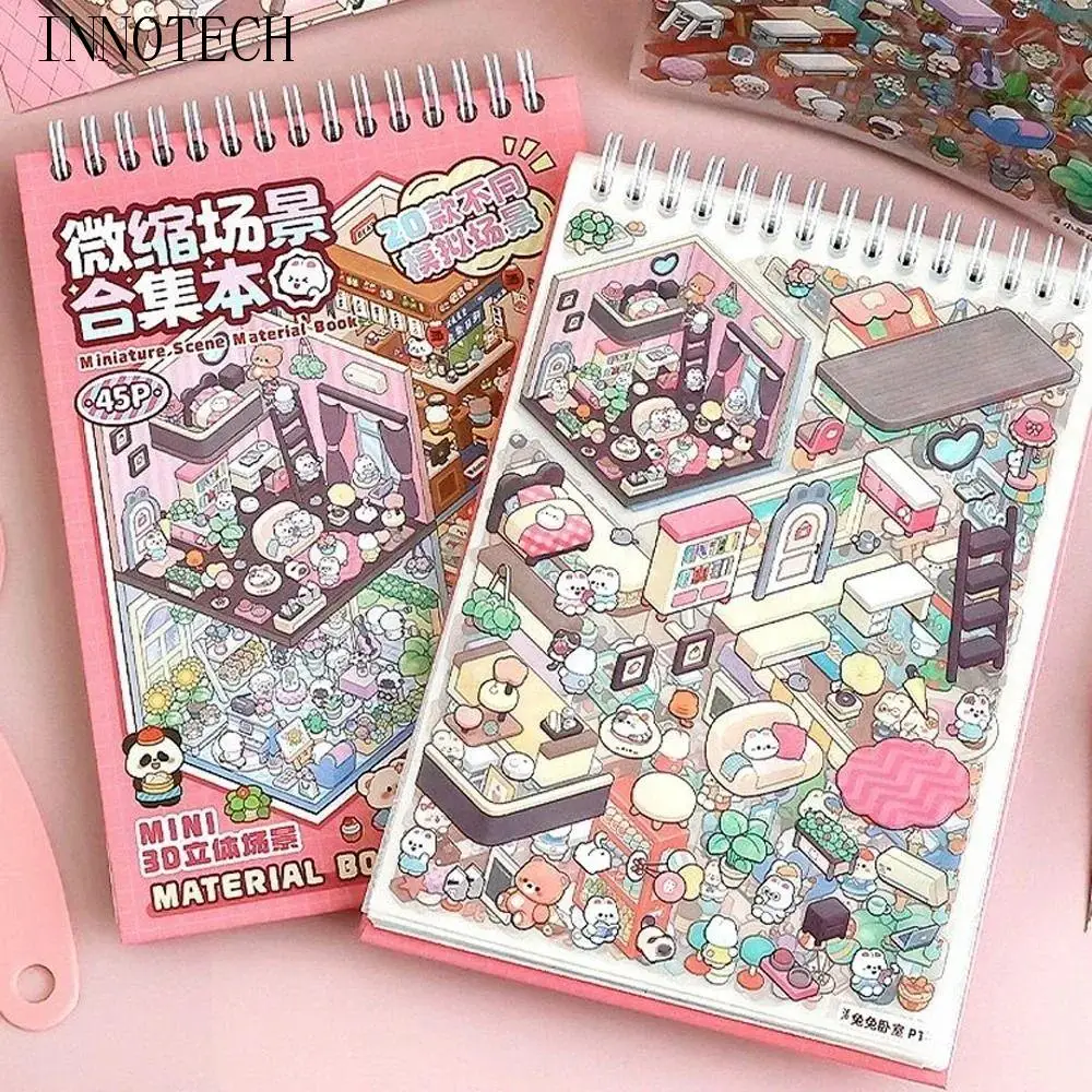 

20in1 Landscape Sticker Book Cartoon DIY 3D Stickers Scene Set Free Combination Tear-proof Cabin Scene Decorative Decals