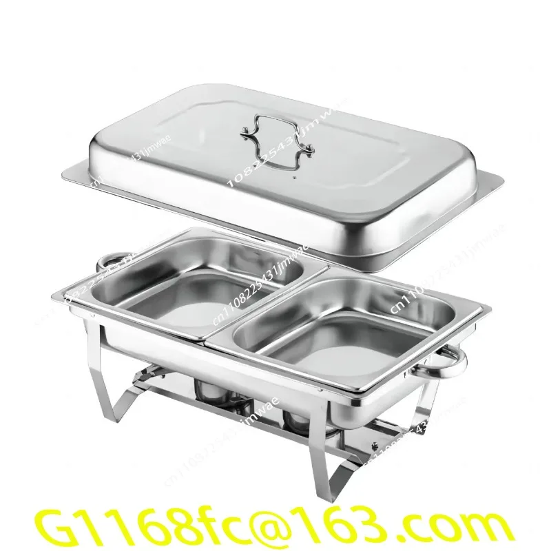 Cross Border Stainless Steel Rectangular Folding Foot Buffet Furnace, Electric Heating Insulation Furnace, Alcohol Furnace