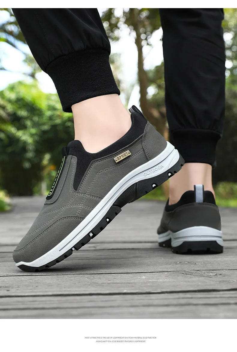 Wasserdichte Slip-On-Wanderschuhe für ältere Herren, rutschfest, stoßdämpfend, mit Profilsohle, für den täglichen Gebrauch im Freien, Freizeitschuhe, Wanderschuhe – Detail 20